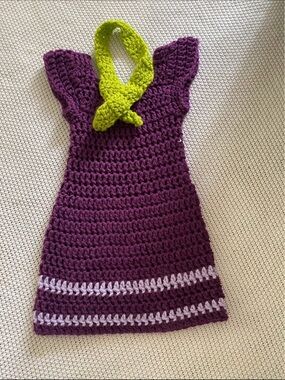 Crochet Purple Dress with Lime Green Accent Daphne dress